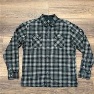 Kuhl Dillingr Flannel in Gray/Blue/White Plaid Size Large